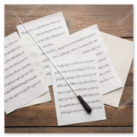 Il direttore che dà l’attacco al coro